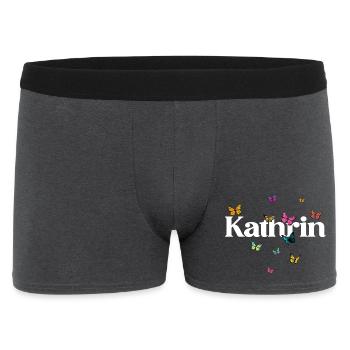 Schöner Mädchenname mit Schmetterlingen KATHRIN - Männer Boxer Shorts - Anthrazit - Vorne