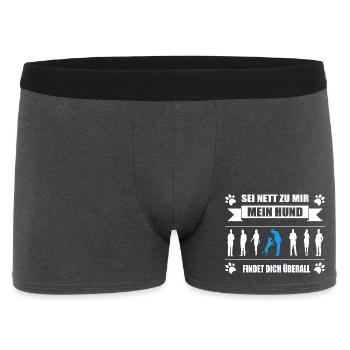 Mantrailing sei nett zu mir mein Hund findet dich  - Männer Boxer Shorts - Anthrazit - Vorne