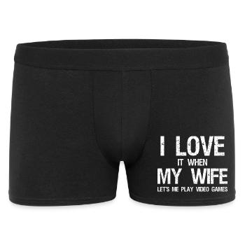 I love it when my wife let's me play video game - Men's Boxer Shorts - black - Front