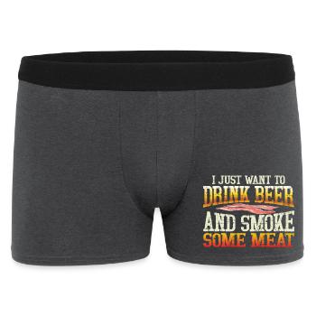 Humoristisches Bier- und Fleisch-Motiv - Männer Boxer Shorts - Anthrazit - Vorne