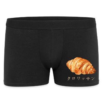 Süßes Croissant Japanisch Text Design  - Männer Boxer Shorts - Schwarz - Vorne