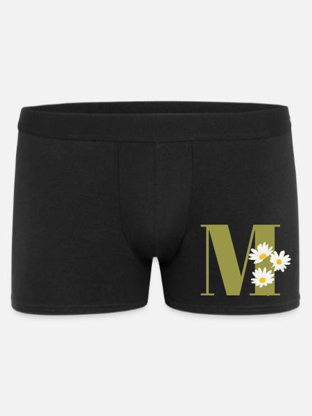 Buchstabe m grüne Gänseblümchen - Männer Boxer Shorts - Schwarz