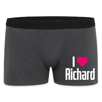 I Love Richard Pinkes Herz Ich liebe Richard - Männer Boxer Shorts - Anthrazit - Vorne