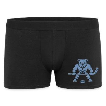 Muskulöser Bulldogge Eishockeyspieler Silhouette - Men's Boxer Shorts - black - Front