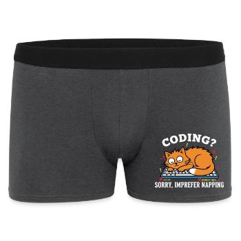 Coding? Sorry, I prefer to sleep Funny Cat - Men's Boxer Shorts - charcoal grey - Front
