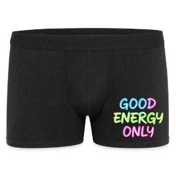 Neon Schriftzug Gute Energie Nur - Männer Boxer Shorts - Schwarz - Vorne