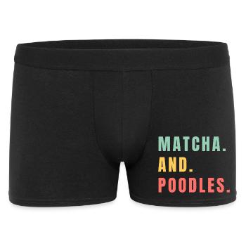 MATCHA UND PUDEL - Männer Boxer Shorts - Schwarz - Vorne