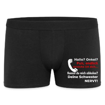 Hello uncle - pick up? Your sister is funny annoying - Men's Boxer Shorts - black - Front
