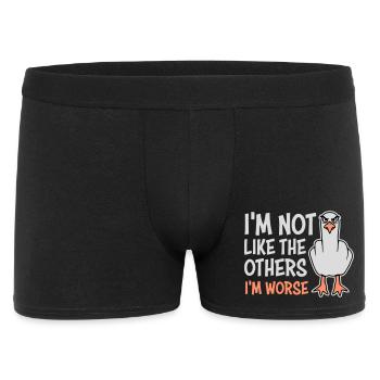 Mouette au majeur en Moins Comme les Autres, Je suis pire - Boxer Homme - noir - Devant
