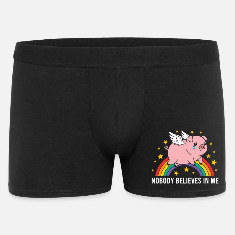 Sad pig on rainbow - Men's Boxer Shorts - black