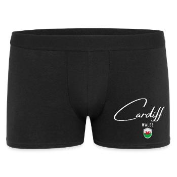 Cardiff, Wales, elegantes Design Cardiff - Männer Boxer Shorts - Schwarz - Vorne