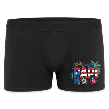 Papi Puerto Rico Flagge Urlaub Sommer - Männer Boxer Shorts - Schwarz - Vorne