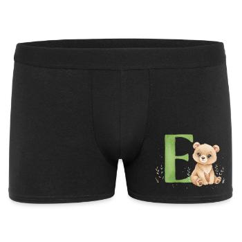 E mit Teddy: Verspielter Buchstabe E - Männer Boxer Shorts - Schwarz - Vorne