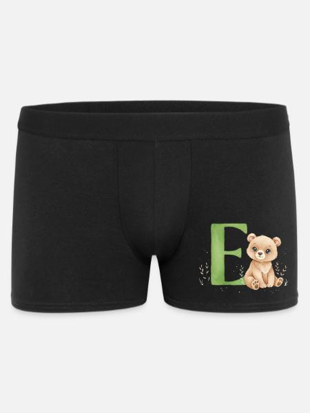 E mit Teddy: Verspielter Buchstabe E - Männer Boxer Shorts - Schwarz