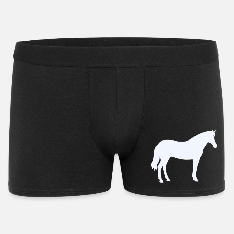 Pferdesilhouette in Milchweiß - Männer Boxer Shorts - Schwarz