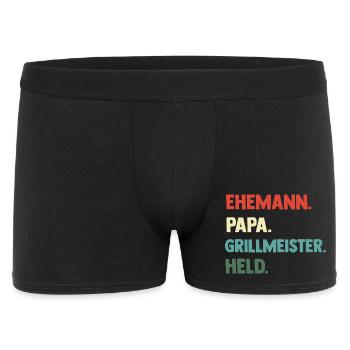 Papa Vater Held Grillmeister BBQ Geschenk - Männer Boxer Shorts - Schwarz - Vorne