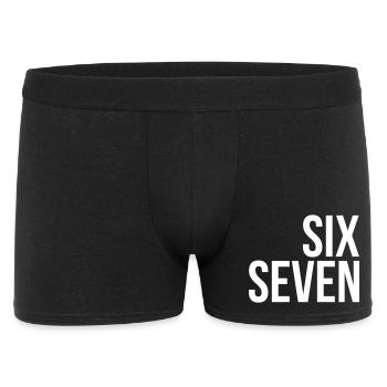 67 "six seven" text - Männer Boxer Shorts - Schwarz - Vorne