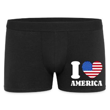 I Love America Herz Liebe Amerika Fan USA Flagge - Männer Boxer Shorts - Schwarz - Vorne