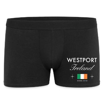 Westport Irland Koordinaten Reise Souvenir - Männer Boxer Shorts - Schwarz - Vorne