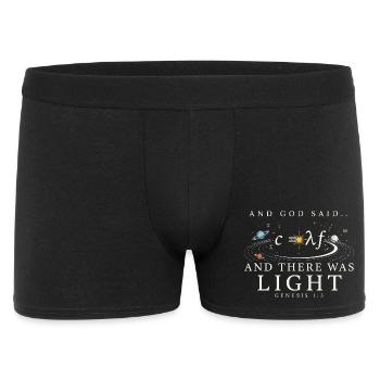 Und Gott sagte, es gäbe leichte Wissenschaft und Glauben - Männer Boxer Shorts - Schwarz - Vorne