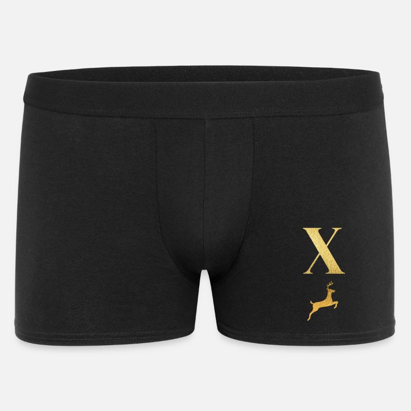 Buchstabe x Goldener Hirsch - Geschenkidee - Männer Boxer Shorts - Schwarz