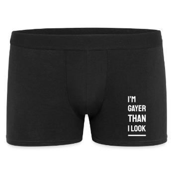 I'm Gayer Than I Look – Pride Spruch (weiß) Finale - Männer Boxer Shorts - Schwarz - Vorne