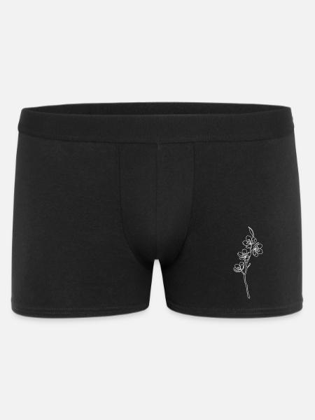 Florale Linienblüte - Männer Boxer Shorts - Schwarz