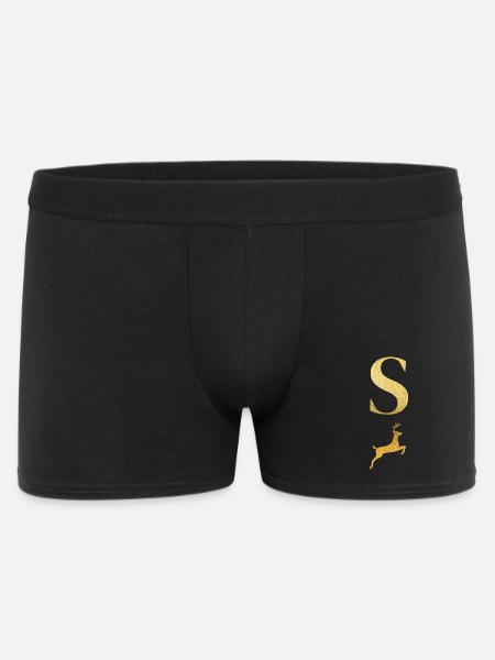 Letter s golden deer - gift idea - Men's Boxer Shorts - black