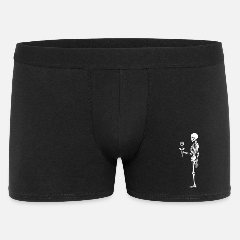 Rosengebundenes Skelett mit Blume - Männer Boxer Shorts - Schwarz