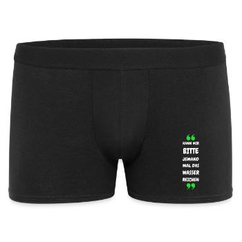 Kann mir bitte jemand das Wasser reichen? - Männer Boxer Shorts - Schwarz - Vorne