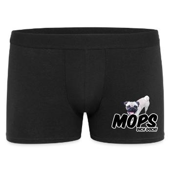 Mops Dich doch! Geschenk Hund Tier Haustier - Männer Boxer Shorts - Schwarz - Vorne