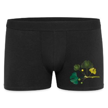 Branche de ginkgo faite de lignes de feuilles dans des tons verts doux - Boxer Homme - noir - Devant