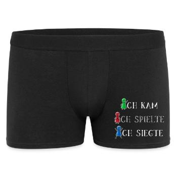 Ich kam ich spielte ich siegte Glücksshirt - Männer Boxer Shorts - Schwarz - Vorne