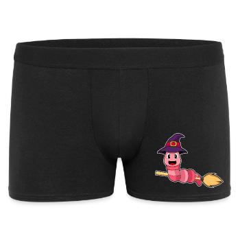 Wurm Hexe Besen - Männer Boxer Shorts - Schwarz - Vorne