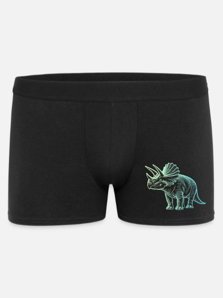 Triceratops Dinosaur Drawing Gradient Blue Green - Men's Boxer Shorts - black