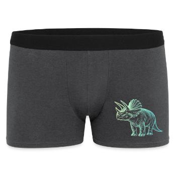 Dessin de dinosaure triceratops dégradé bleu vert - Boxer Homme - charbon - Devant