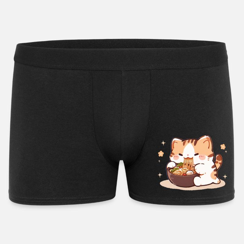 Cat Eating Spaghetti Meme - Men's Boxer Shorts - black