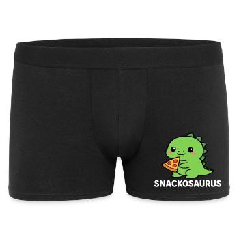 Playful dinosaur with pizza slice - Men's Boxer Shorts - black - Front