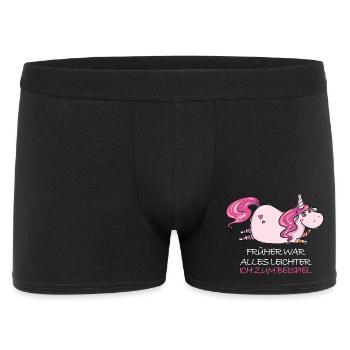 Lustige Dickes Einhorn Spruch Molliges Einhorn - Männer Boxer Shorts - Schwarz - Vorne