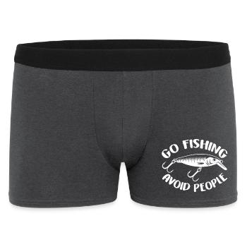 Aller à la pêche Éviter les gens Logo rétro - Boxer Homme - charbon - Devant