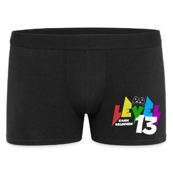 Level 13 Farbiges Gaming Motiv zum 13.Geburtstag - Männer Boxer Shorts - Schwarz - Vorne