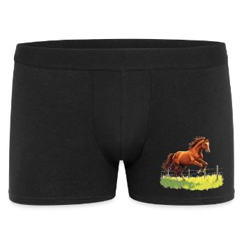 Springender Gaul am Weidezaun - Männer Boxer Shorts - Schwarz - Vorne