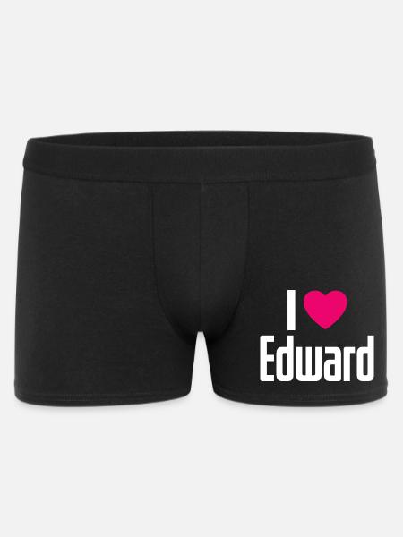 I Love Edward Pinkes Herz Ich liebe Edward - Männer Boxer Shorts - Schwarz