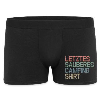 Letztes sauberes Camping - Shirt - Lustige Sprüche - Männer Boxer Shorts - Schwarz - Vorne
