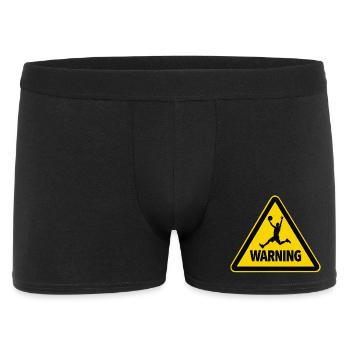 Warning Basketball Sportler Warnschild - Männer Boxer Shorts - Schwarz - Vorne