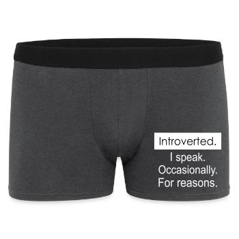 Introverted. I speak occasionally for reasons. - Men's Boxer Shorts - charcoal grey - Front