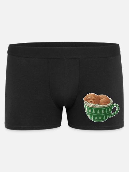 Sleeping puppy in green cup - Men's Boxer Shorts - black