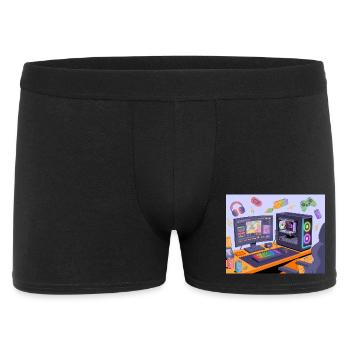 Retro Gaming Desk Neon RGB - Men's Boxer Shorts - black - Front