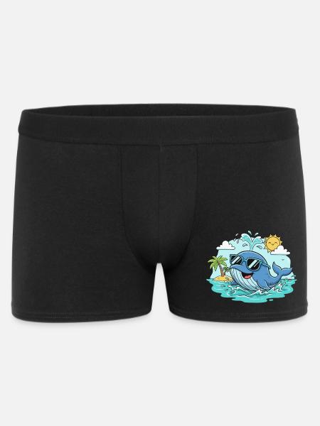 Strandwal mit Sonnenbrille - Männer Boxer Shorts - Schwarz