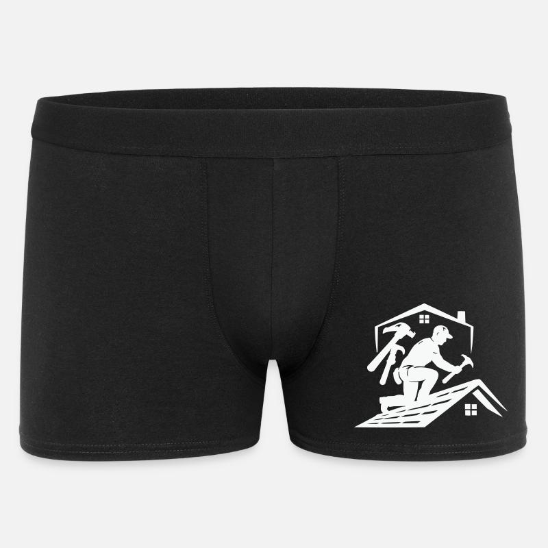 Dachdecker Silhouette am Dach - Männer Boxer Shorts - Schwarz